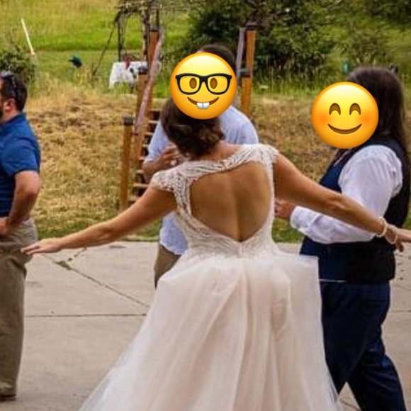 Oleg Cassini Cap-Sleeve Beaded Wedding Dress - Picture 6 of 7